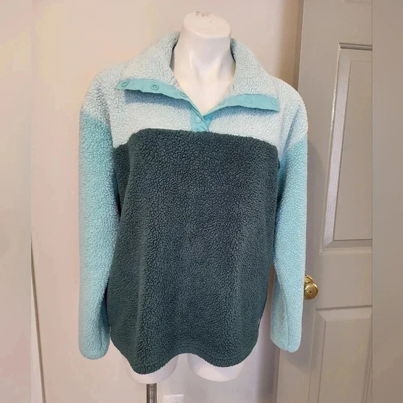 Eddie Bauer Quest Plush Snap Mockneck Colorblock Fleece Pullover(L) - Picture 3 of 8